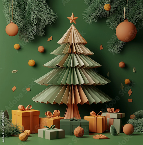 un sapin et ses cadeaux pour Noël - IA Generative