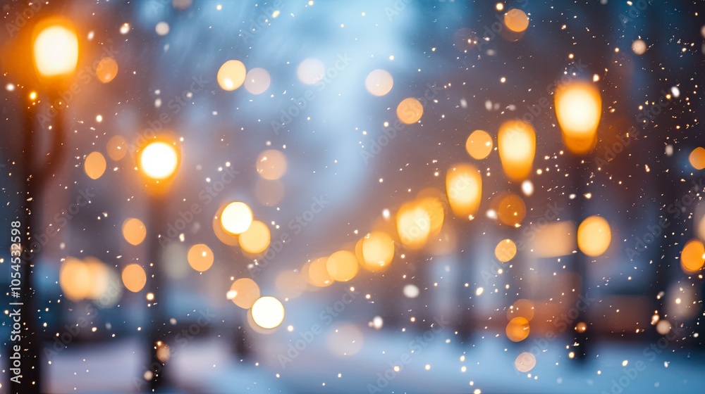 snowfall on the blurred background. winter background snowfall on the blurred background. winter background
