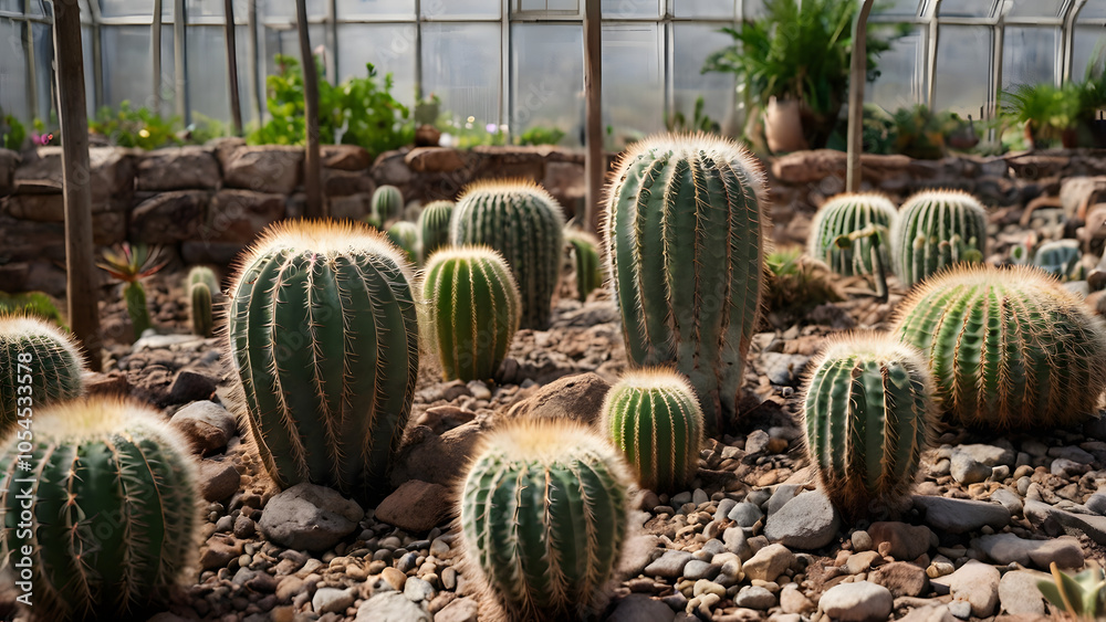 a cactus growing on the rocky soil of a botanical garden greenhouse generative ai a cactus growing on the rocky soil of a botanical garden greenhouse generative ai