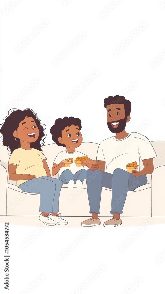 Fototapeta premium Happy Family Enjoying a Snack Together