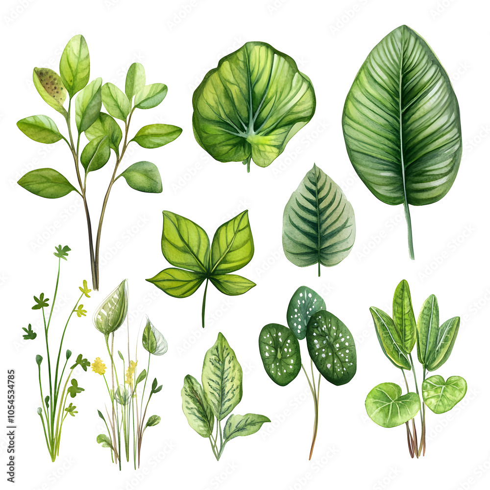 sea plants, water plants illustration on white sea plants, water plants illustration on white