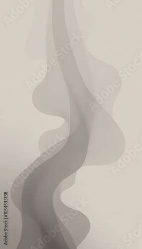 Minimalist abstract smoke trail representation with fluid lines in muted smoky palette