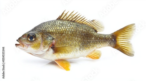 stunning portrayal of a Common Bream showcasing its unique coloration and structure highlighted against a pristine white backdrop to emphasize its features.