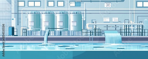 Illustration of Disinfection By-Products (DBPs) in a water treatment setting. photo