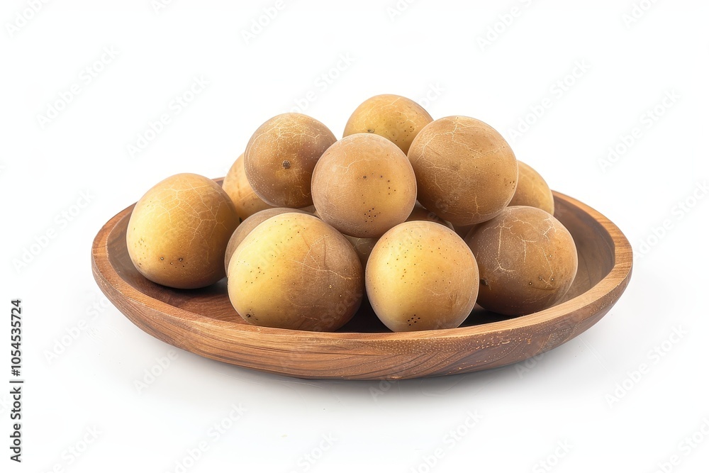 Duku fruit on wooden plate isolated on white background Duku fruit on wooden plate isolated on white background