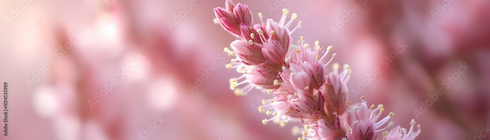 Close-up of a Delicate Pink Flower with Yellow Stamens Close-up of a Delicate Pink Flower with Yellow Stamens