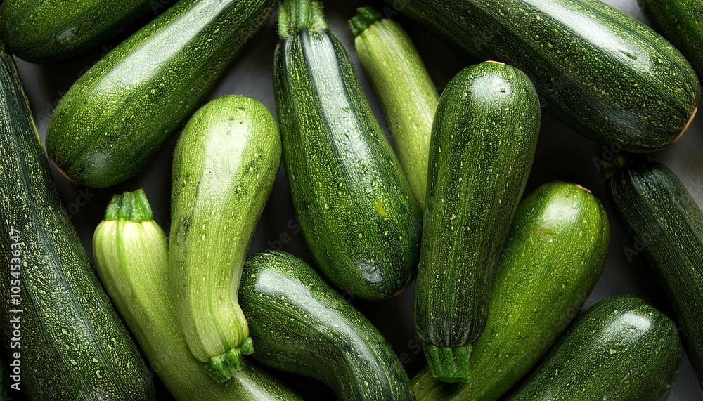 Zucchini Vegetables, Creative background design with food theme, focus on the pile of fresh Zucchini Vegetables