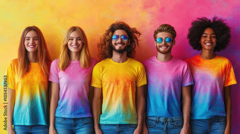 Vibrant Team Portrait in Matching Outfits Vibrant Team Portrait in Matching Outfits
