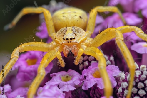Goldenrod crab spider Brazilian vervain is also known as Misumena vatia