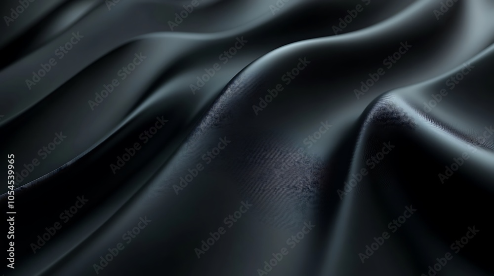 Fototapeta premium Minimalist black texture with flowing smooth waves creating a calming effect background