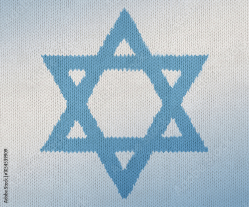 Knitted Star of David design on woven fabric photo