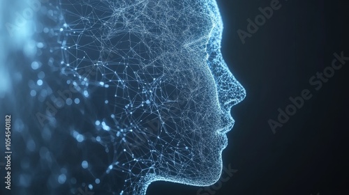 A Stunning Digital Representation of a Human Face Formed by Light and Connectivity in a Dark Background