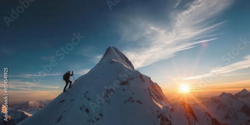 Sunrise over a snowy mountain peak, symbolizing beauty and new beginnings.
