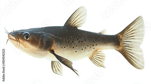 Wels Catfish known scientifically as Silurus glanis displays its distinctive features and coloration highlighting its importance in freshwater ecosystems. photo