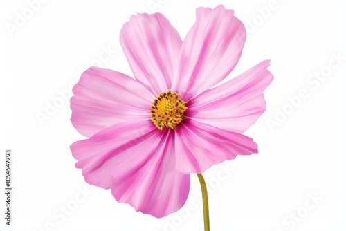 Isolated pink cosmos flower on white background with clip path