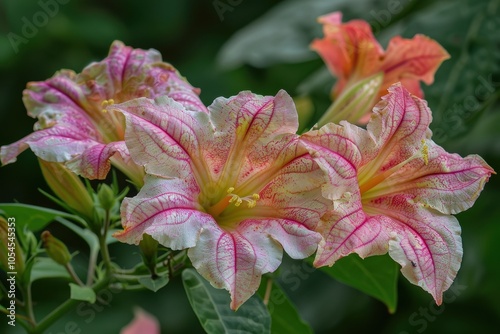 Mirabilis Jalapa blooms in the garden at four o clock photo