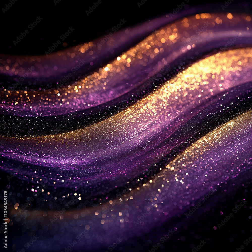 Fotografie Glitter Purple Gold Wave Stripes Design texture