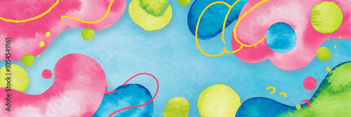 Abstract Watercolor Background with Pink Blue and Green Colors for Summer Designs   