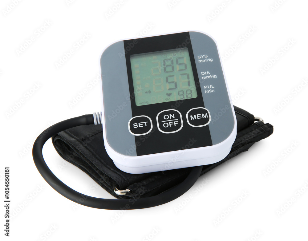 Blood pressure measuring device isolated on white
