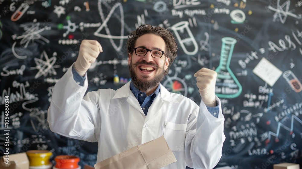 A Happy Scientist Smiling While Holding a Test Tube in a Laboratory Environment Focused on Scientific Discovery A Happy Scientist Smiling While Holding a Test Tube in a Laboratory Environment Focused on Scientific Discovery