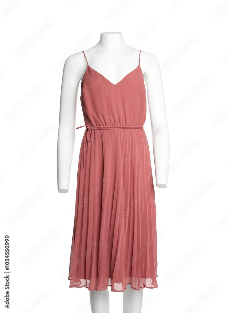 Female mannequin with stylish dress isolated on white Female mannequin with stylish dress isolated on white