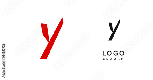 Simple brush pen letter Y in Asian typographic style. Logo monogram for food and beverage packaging, Asian cuisine, restaurants, graphic design studios, and branding agencies. Vector illustration.