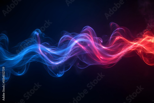 Dynamic swirls of blue and red smoke on a dark background