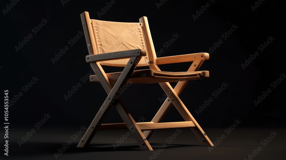 Obraz premium Wooden Folding Chair with Leather Seat