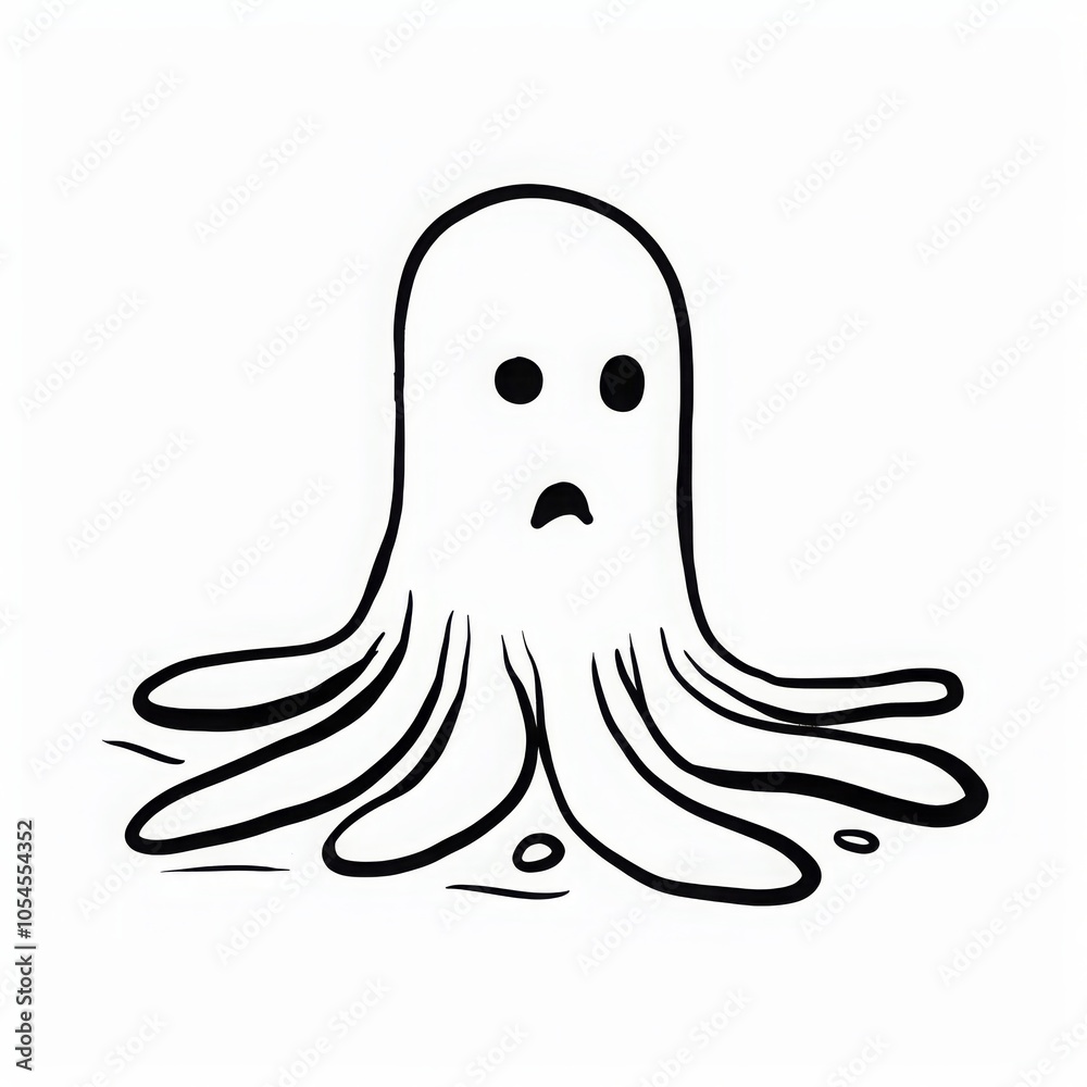 A hand-drawn illustration of a ghost octopus with a worried expression. A hand-drawn illustration of a ghost octopus with a worried expression.