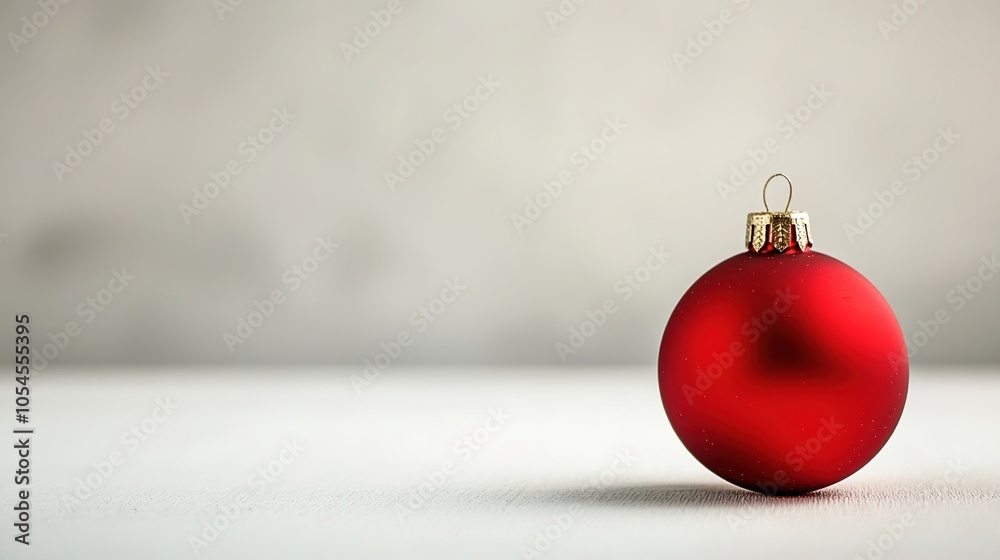 Red Christmas ornament on white blurred background Red Christmas ornament on white blurred background