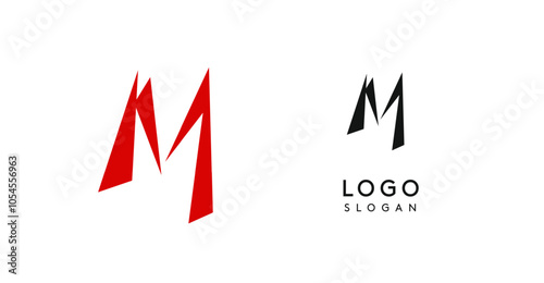 Simple brush pen letter M in Asian typographic style. Logo monogram for food and beverage packaging, Asian cuisine, restaurants, graphic design studios, and branding agencies. Vector illustration.