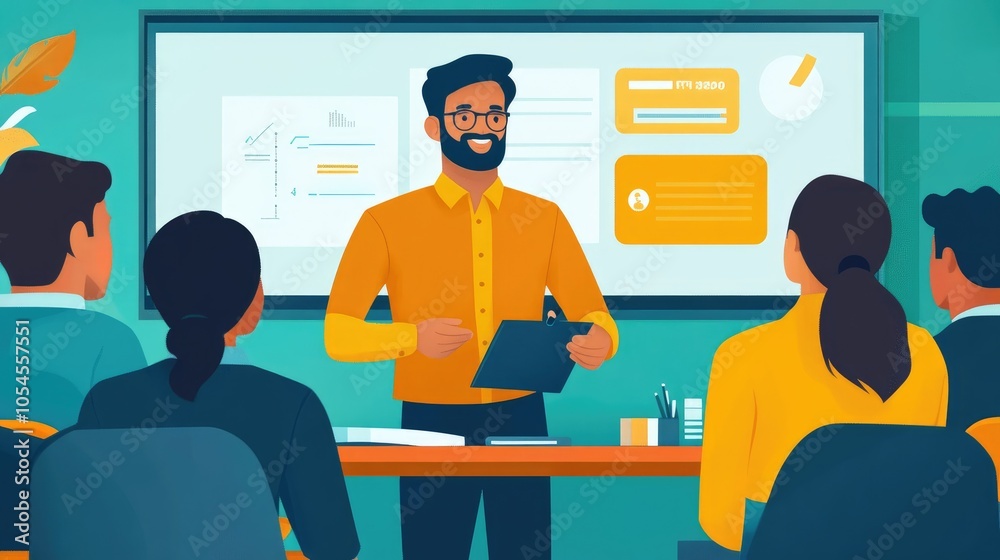 Business Presentation in Modern Office Setting with Diverse Team Engaged in Discussion and Analysis of Data on Interactive Screen Business Presentation in Modern Office Setting with Diverse Team Engaged in Discussion and Analysis of Data on Interactive Screen