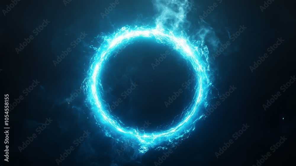 Ethereal Blue Energy Circle on Dark Background Ethereal Blue Energy Circle on Dark Background
