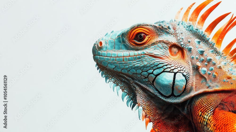 Fototapeta premium Vibrant Iguana Portrait with Colorful Detail