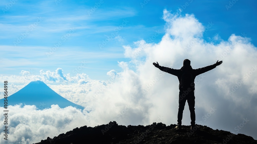 A Silhouette of Triumph on a Mountaintop A Silhouette of Triumph on a Mountaintop