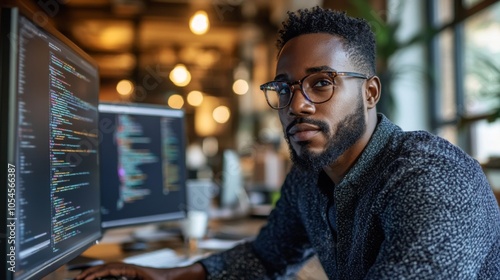 Man with Glasses Coding