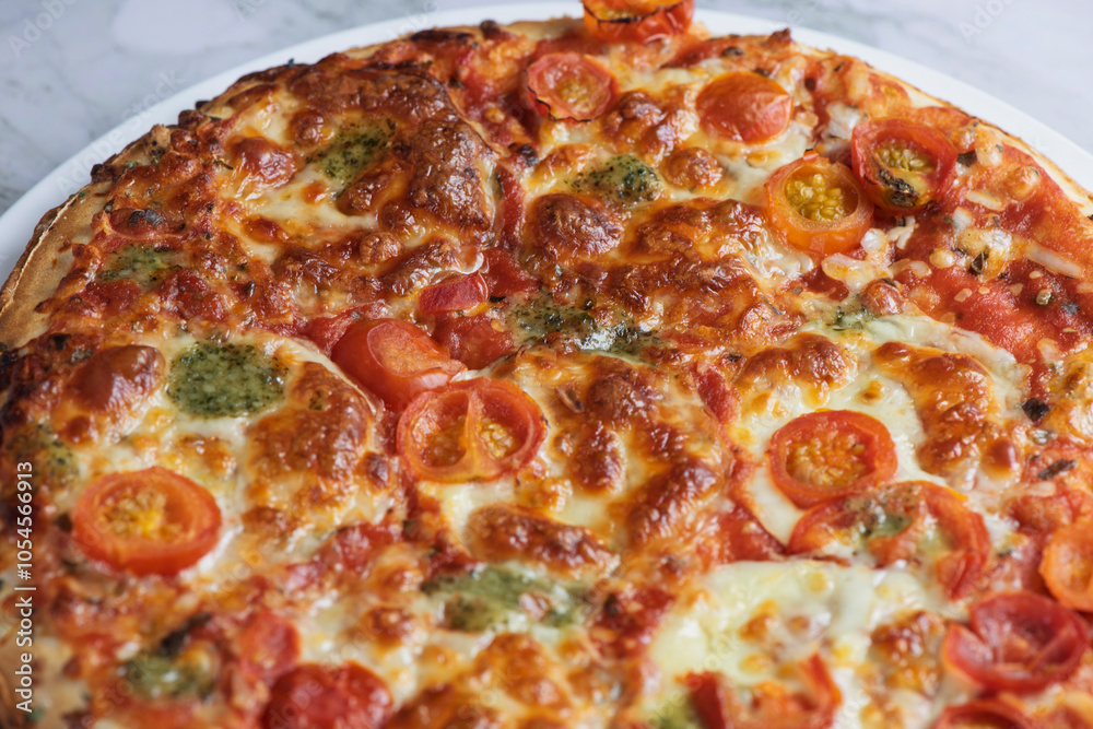 Vegetarian pizza on marbel background Vegetarian pizza on marbel background
