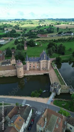 drone video La Clayette castle france europe photo