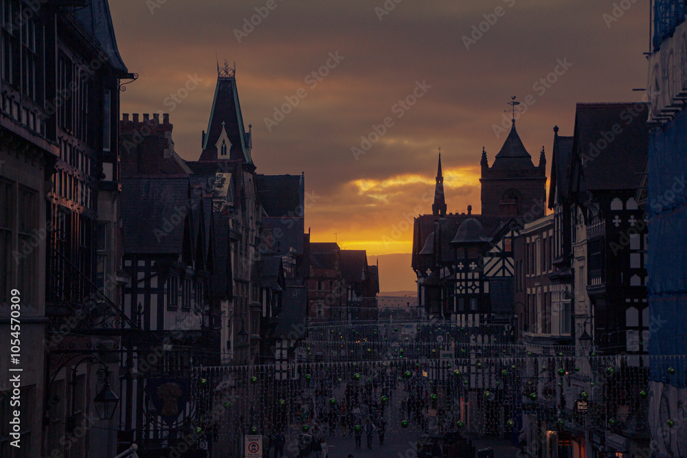 Fototapeta premium town at night Chester, England