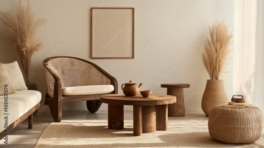 Cozy Minimalist Living Room with Natural Elements Cozy Minimalist Living Room with Natural Elements