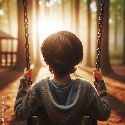 criança se balança sozinha sem amigos 