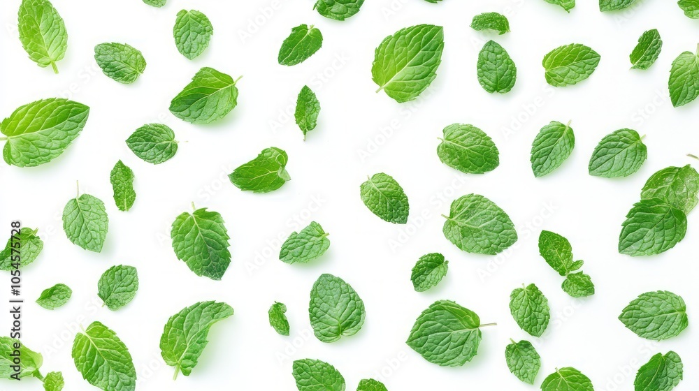 Fresh Mint Leaves on White Background Fresh Mint Leaves on White Background