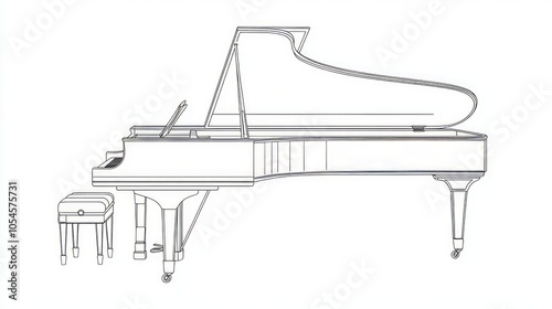 Elegant Grand Piano Outline Illustration