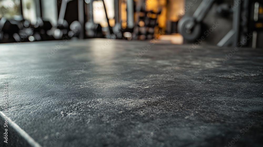 custom made wallpaper toronto digitalDark concrete countertop on a gym background with equipment in the distance. Simple product mockup for sports-related goods. Horizontal social media banner with copy space