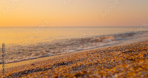 Looping Water surface texture, sunset on the beach the black sea. Beautiful landscape, travel destinations, enjoying holiday, Sea, vacantion seaside. photo