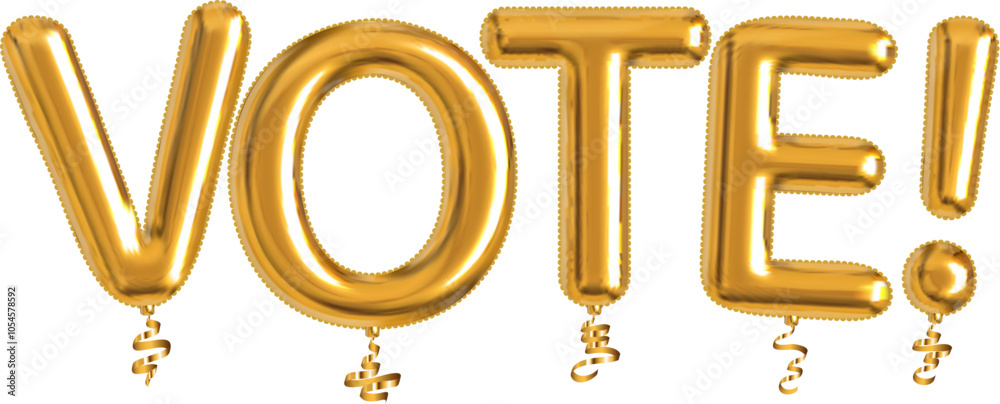 Vector golden balloon text of Vote isolated on white background. Vector golden balloon text of Vote isolated on white background.