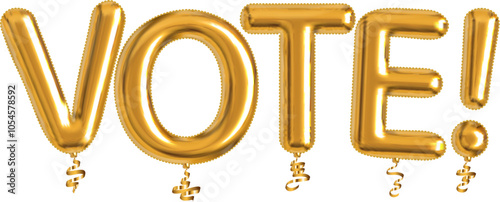 Vector golden balloon text of Vote isolated on white background.