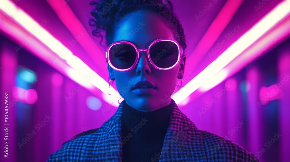 Trendy Woman in Neon Sunglasses Trendy Woman in Neon Sunglasses