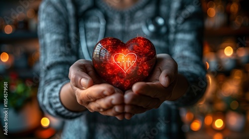 Doctor Holding Glowing Heart Symbolizing Healthcare, Medical Love, Care, And Support.