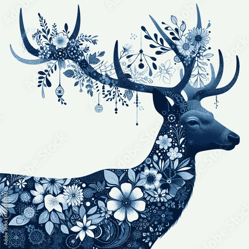 Merry Christmas beautiful reindeer background. Vintage Merry Christmas abstract texture reindeer with geometric composition. EPS version.